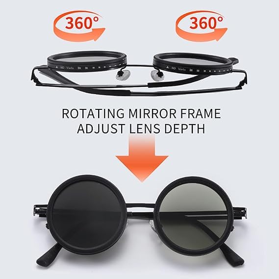 Adjustable Sunglasses 1-9 Gears |Trendy Style Goggles Rounded Polarized Glasses