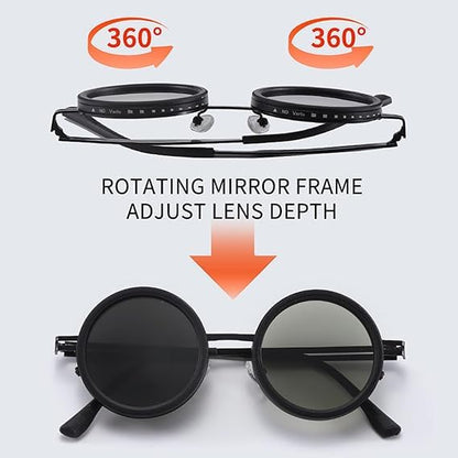 Adjustable Sunglasses 1-9 Gears |Trendy Style Goggles Rounded Polarized Glasses