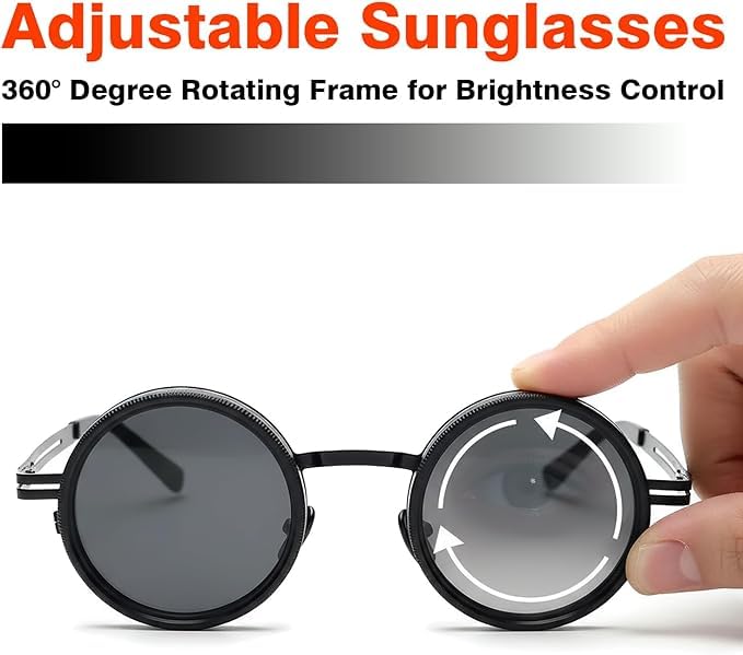 Adjustable Sunglasses 1-9 Gears |Trendy Style Goggles Rounded Polarized Glasses