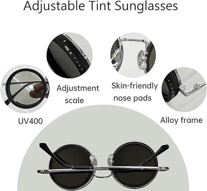 Adjustable Sunglasses 1-9 Gears |Trendy Style Goggles Rounded Polarized Glasses