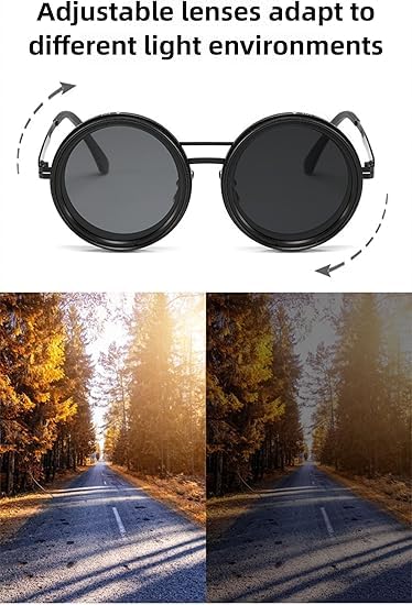 Adjustable Sunglasses 1-9 Gears |Trendy Style Goggles Rounded Polarized Glasses