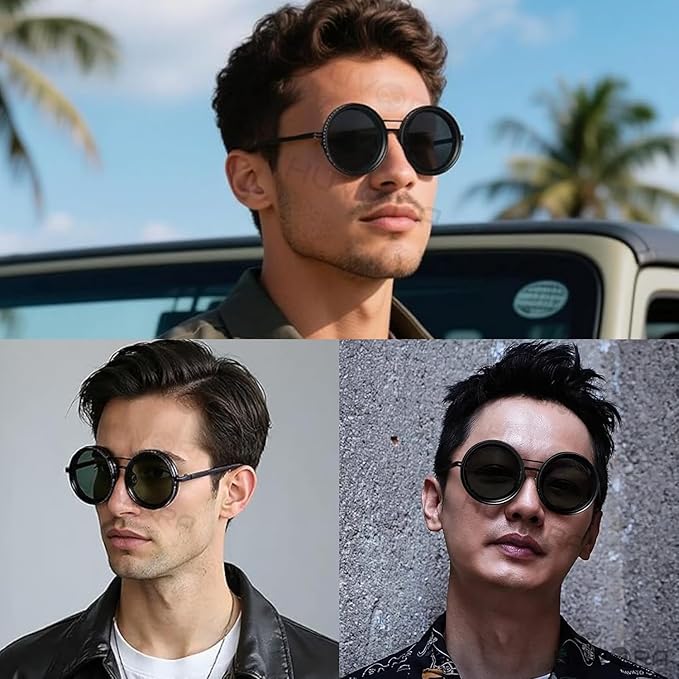 Adjustable Sunglasses 1-9 Gears |Trendy Style Goggles Rounded Polarized Glasses