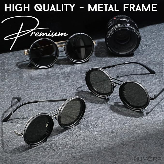 Adjustable Sunglasses 1-9 Gears |Trendy Style Goggles Rounded Polarized Glasses