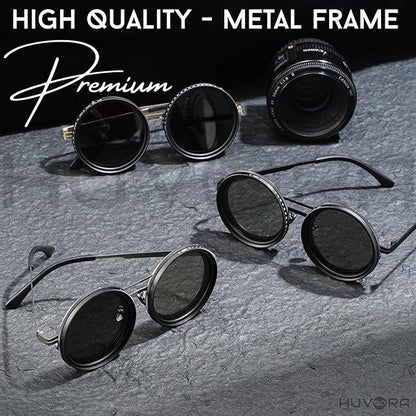Adjustable Sunglasses 1-9 Gears |Trendy Style Goggles Rounded Polarized Glasses